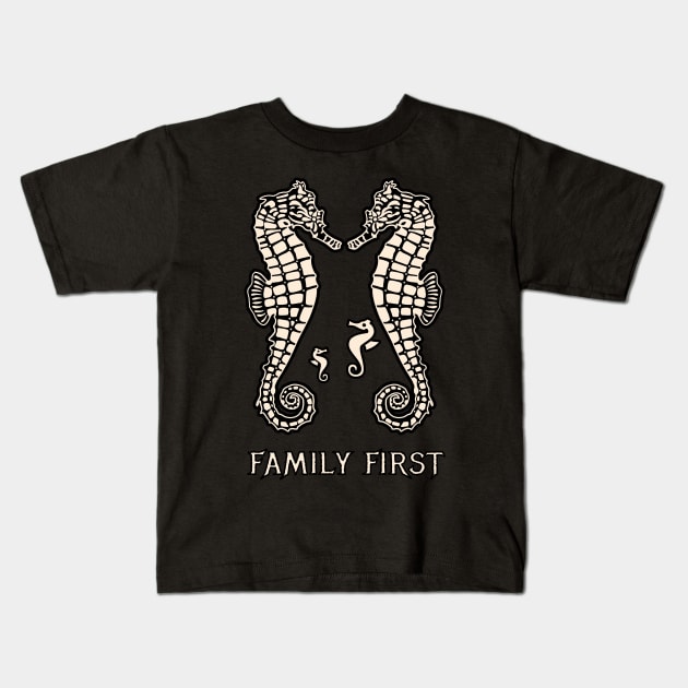 Sea horse Family First Kids T-Shirt by Mewzeek_T